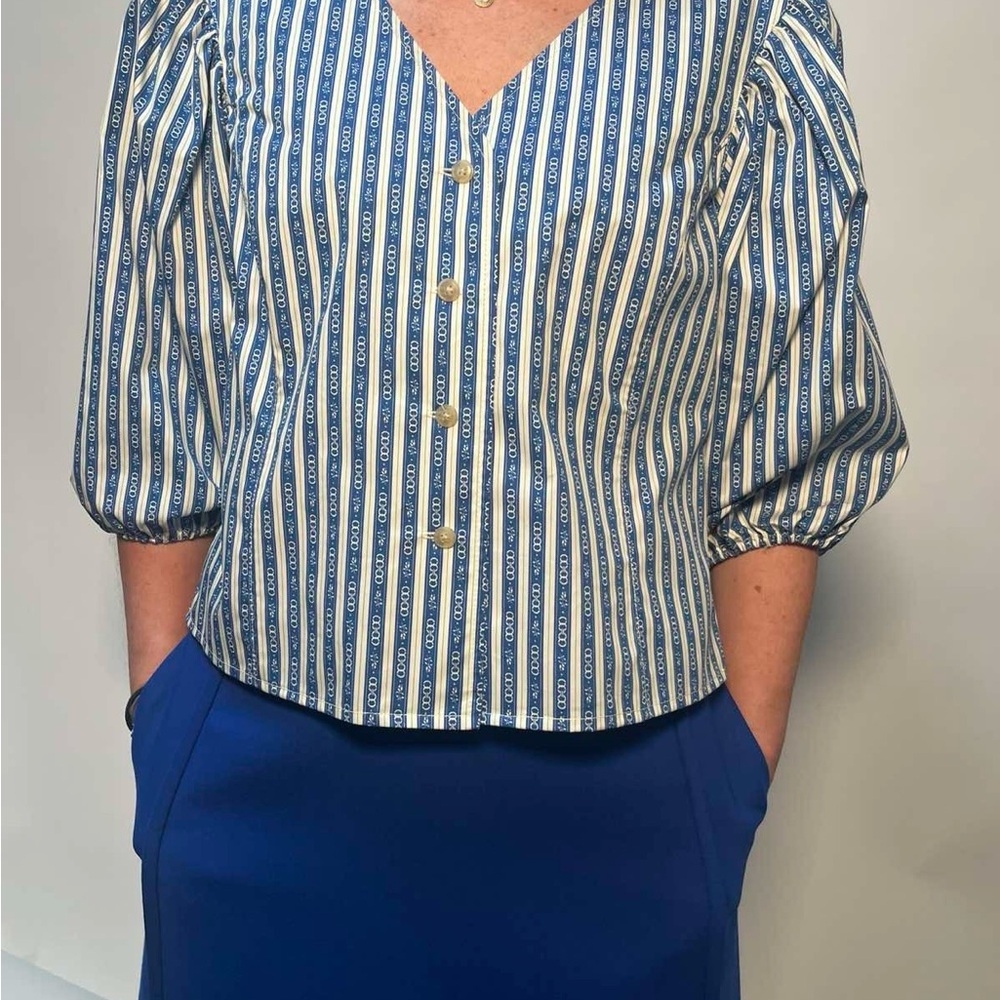 Tory Burch Blue Striped Women's Top